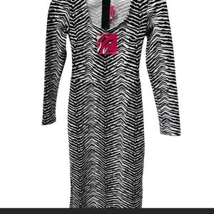 Vix Black and White Zebra Print Long Sleeve Dress